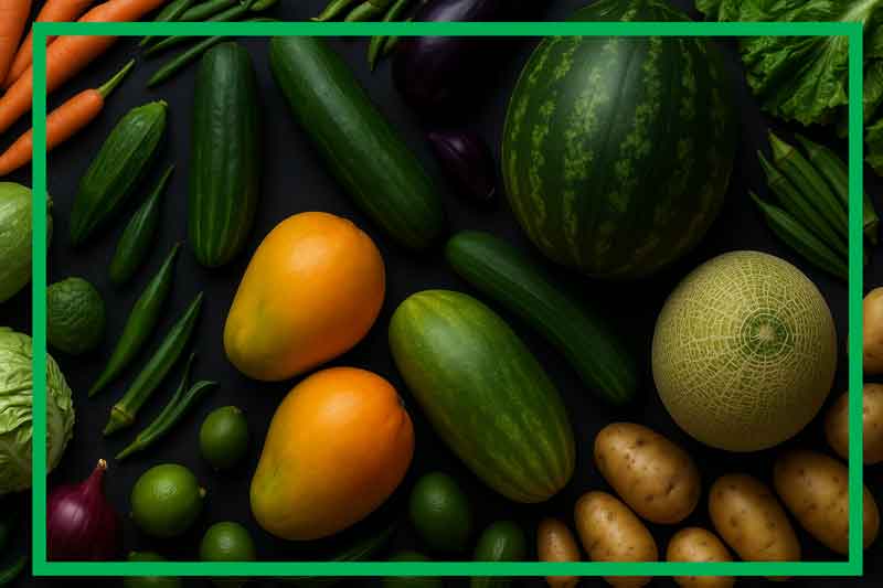 Summer fruits and veggies